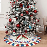 Patriotics 4th of July Tree Skirt Skirt Memorial Day Stars and Stripes Christmas Tree Skirts Veterans Day Xmas Tree Mat Christmas Tree Ornaments Decoration 30"