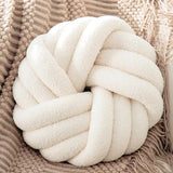 XIAIJIA White Round Knot Pillow 14'' Round Throw Pillow, Soft Plush Knot Round Pillows Decorative, Modern Home Decorative Cushion for Bed, Bedroom, Sofa, Couch, Teen Room