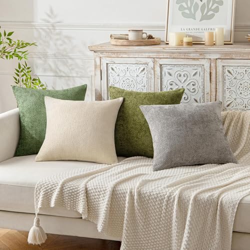 MIULEE Decorative Couch Throw Pillow Covers 20x20 Inch Sage Green 2 Pack
