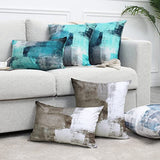Set of 2 Turquoise and Grey Art Artwork Contemporary Decorative Gray Home Decorative Throw Pillow Covers Cushion Covers for Bedroom Sofa Living Room 18X18 Inches