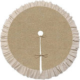 Spring Summer Burlap Tree Skirt with Ruffle Border, 48 inch Linen Rustic Farmhouse Tree Decorations Ornaments for All Season Thanksgiving Christmas Holiday Party Decor