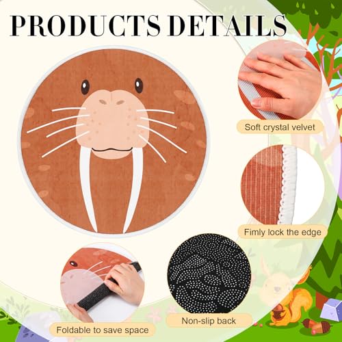 24 Pcs Carpet Circle Seats, 15 Inch Round Classroom Rug, Non Slip Corner Floor Cushion Mat, Circle Rug for Living Room, Learning, Playing Areas, Story Time, Group Activity (Animal)