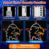 13.7" 4th of July Window Silhouette Light, 4th of July Eagle Decorations with 60 LED Red White Blue Lights, USB Powered with Remote & Timer, Independence Day Decoration for Indoor & Outdoor