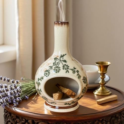 Handmade Ceramic Incense Holder，Stick & Backflow - Sage Holder for Burning ，Meditation Accessories，Easily Grab All Incense Ash (Green and Beige)