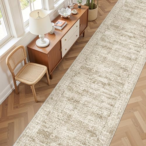 3x14 Runner Rug Non Slip,Washable Hallway Runner Rug,Brown
