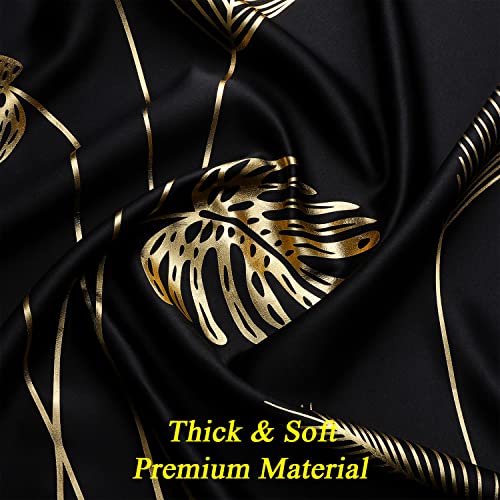 Estelar Textiler Black Blackout Curtains for Bedroom 84 Inches Long, Room Darkening Grommet Thermal Insulated Curtains for Living Room, Light Blocking Drapes with Gold Print Design,52Wx84L,2 Panels