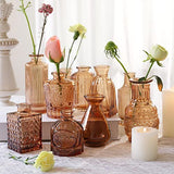 Amber Glass Bud Vases -Set of 20 for Flowers, Small Amber Bud Vases in Bulk for Centerpieces Decor, Mini Glass Set for Home Table Decorations