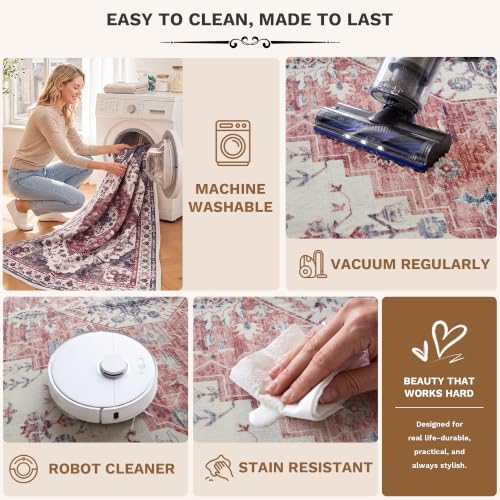 LIVELYGLOW 8x10 Washable Area Rug for Living Room, Large Carpet