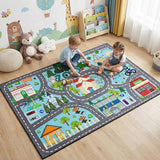 Car Rug Play Mat - Road Rug for Kids Boys Room, Fun Race Track Traffic Road Carpet for Boys Playmat Educational Learn, Car Carpet for Kids Room Decor Playmat Bedroom Playroom, 2.5x4 Feet
