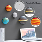 4Pcs Outer Space Planets Wall Decor, Cute Astronauts Galaxy Planet Nursery Wall Sculptures, 3D Outer Space Theme Hanging Art for Kids Room Boys Bedroom