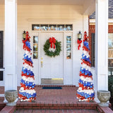 5Ft Pop up Christmas Tree 4th of July Patriotic Decorations Tree, Artificial Collapsible Star Sequins Christmas Tree for Indoor Outdoor Independence Day Red White and Blue Decorations