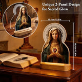 Anywin Virgin Mary 2 Acrylic Sheets Night Light, Catholic Religious Decor with Glowing Halo, Warm Light for Home Altar Prayer Bedroom, Christian Inspirational Gifts for Mother Grandma Priest