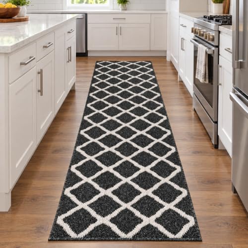 SHACOS Black Kitchen Runner Rug 2x8 ft Washable Hallway Runner Rugs