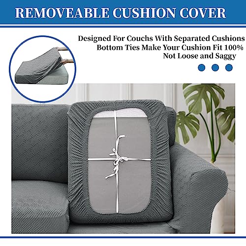 XINEAGE 2026 New 4 Pieces Couch Covers for 3 Cushion Couch Super Stretch Thick Soft Sofa Cover Anti Slip Sofa Slipcover Dogs Cats Furniture Protector (Light Gray, 71"-91")