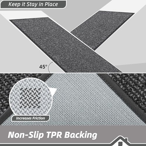 BEQHAUSE Hallway Runner Rugs 2x7, Hallway Rug Non-Slip Washable, Charcoal