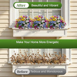 Artificial Fake Flowers for Outdoor UV Resistant,16 Bundles Silk Outside Plants Decoration for Hanging Planters, Daisy Eucalyptus Faux Flower Spring Summer Garden Yard Patio Balcony Home