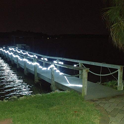 DINGFU 50ft 360 LED Waterproof Rope Lights, 110V Connectable Indoor Outdoor White Led Rope Lights for Outside, Deck, Patio, Pool, Camping, Bedroom Decor, Landscape Lighting and More (White)