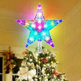 Christmas Tree Topper, FISHOPE 9.5" Tree Toppers Christmas Decorations Lighted Star, Multicolour Tree Topper Star with Lights 31 LED for Xmas Holiday Party Gift Décor (3AA Battery Powered)