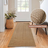 Tan Brown Boho Faux Jute Braided Entryway Rug 2x4 ft,Solid Rubber Back Rug
