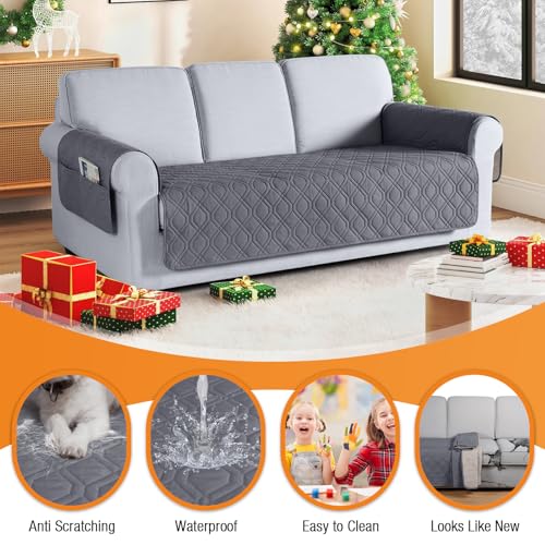 VANSOFY Couch Cover, Waterproof Sofa Covers Washable Slipcover Furniture Protector Couch Seat Covers Non-Slip Couch Cover for Dogs, Pets(Sofa, Dark Gray)