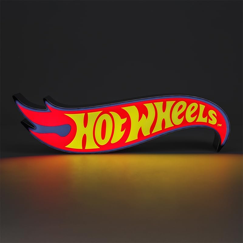 Paladone Hot Wheels Logo Light – Officially Licensed Racing Logo Icon Night Light, Racetrack Playroom Decor and Gift for Boys and Girls, Toy Car and Bedroom Accessory