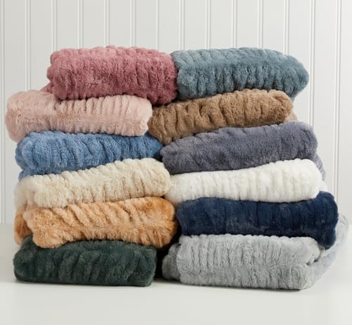 Springtree Home | Luxury Plush Throw Blanket | Brown Throw Blanket | Perfect Blanket for Couch Year Round | Fluffy Micro Fleece | Lily Collection - Dune