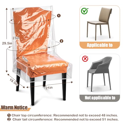 Dining Chair Covers, Waterproof Chair Covers - 4 Pack Clear Plastic Seat Chair Protector for Kitchen Keep Your Chair Away from Water Dust Stain and Pet Claws W/21 x D/18 Fits 16-23" (4)