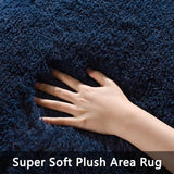 Pettop Fluffy Navy Blue Area Rug for Bedroom Living Room, 3x5 Feet Soft Plush Fuzzy Rugs for Girls Kids Boys, Non-Slip and Washable Rug for Nursery Classroom, Carpet for Rooms Decor