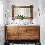 MeMoreCool Rustic Wood Mirror for Bathroom, Farmhouse Wall Mounted Vanity Mirror, Rectangular Wooden Framed Mirror for Bedroom Living Room Entryway, 30 x 20 Inch
