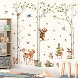 decalmile Large White Birch Tree Wall Decals Woodland Animals Bear Deer Rabbit Wall Stickers Living Room Baby Nursery Kids Room Wall Decor