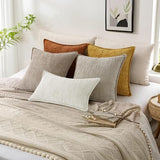 decorUhome Chenille Fall Throw Pillow Covers 18x18 Set of 2, Soft Textured Slubby Modern Decorative Pillow Covers with Elegant Design for Couch, Sofa, Living Room, Oatmeal