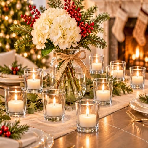 Letine 24-Pack Votive Candle Holders, Clear Glass Tea Light Holders Bulk