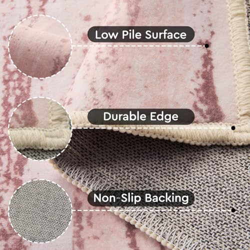 tchdio Pink Rug-5x7 Area Rugs for Living Room, Ultra Soft Washable Rugs for Bedroom Non Slip Nursery Rug, Kids Rug Playroom Carpet for Bedroom, Pink