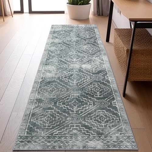 jinchan Runner Rug 2x5 Moroccan Modern Hallway Area Rug, Dark Gray