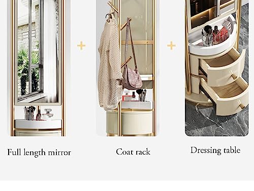 Floor-to-Ceiling Full-Length Mirror Bedroom Storage Neat and Orderly Rotating Dressing Table Hanging Rack 1 Fitting Mirror (Pink Standard)