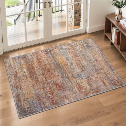 Tangsoo Abstract 2x3 Washable Rugs for Entryway, Small Area Rug Non Slip