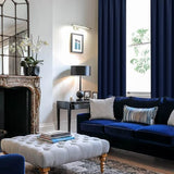JIUZHEN Blackout Curtains for Bedroom– Thermal Insulated,Noise Reducing Room Darkening Drapes for Living Room, Rod Pocket Curtains with Tiebacks, Set of 2 Panels, 42 x 63 Inch Length, Navy Blue