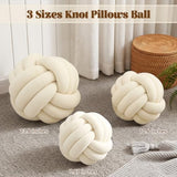 Knot Pillow Ball, Soft Plush Decorative Throw Pillow, Handmade Round Knotted Cushion for Sofa, Couch & Bedroom, Cute Home Decor Pillow (7.87 Inches, Ivory)
