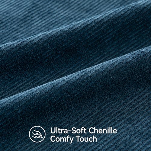 a moment Pack of 2 Decorative Chenille Throw Pillow Covers with Twill Cushion Covers for Sofa Living Room Couch Bed 16x16 Inch Blue
