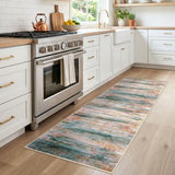KOZYFLY Modern Washable Rug Runner 2x6 Runners for Hallways Green/Turquoise
