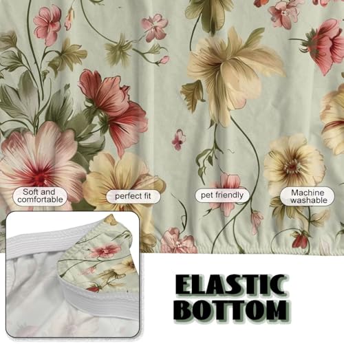 Retro Flower Armless Futon Cover Navajo Southwestern Ethnic Stretch Armless Sofa Slipcover with Elastic Bottom Washable Couch Covers for Sofa Decor