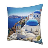 JCAKES Santorini Greek Island Sea View Print Square Pillow Set of 2 Decorative Pillows Cushion Covers for Couch Chair Bedroom (Does Not Contain Pillow Core)