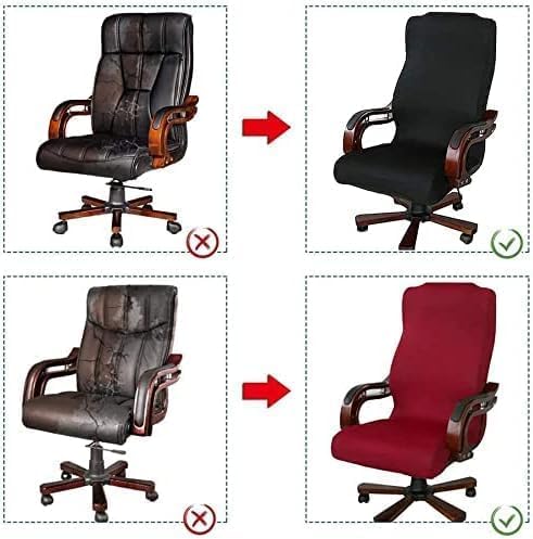 DHXYZZB Office Computer Chair Cover, Universal Replacement Removable Rotating Stretch Resilient Desk Boss Armchair Chair Cover Slipcover High Back Large Size