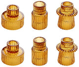 Vixdonos Taper Glass Candlestick Holders Tealight Candle Holders for Table Centerpieces, Wedding Decor and Dinner Party (6 Pcs, Amber)