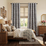 jinchan Vintage Curtains 84 Inch Long Cream Scroll Floral Blue Curtians for Living Room Bedroom Room Darkenign Drapes Thermal Insulated Classic Traditional Privacy Grommet Top 2 Panels