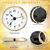 Hicarer 2.8 Inch/ 70 mm Quartz Clock Insert, Gold Trim, Arabic Numeral, Quartz Movement (Gold Trim)