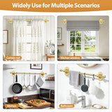 TONIAL Gold Curtain Rods No Drilling for Windows from 40 to 53 Inches, 5/8 Inch Curtain Rod 32 to 58 Inch with Adhesive Brackets without Drilling, Renter Apartment Friendly Adjustable Drapery Rods