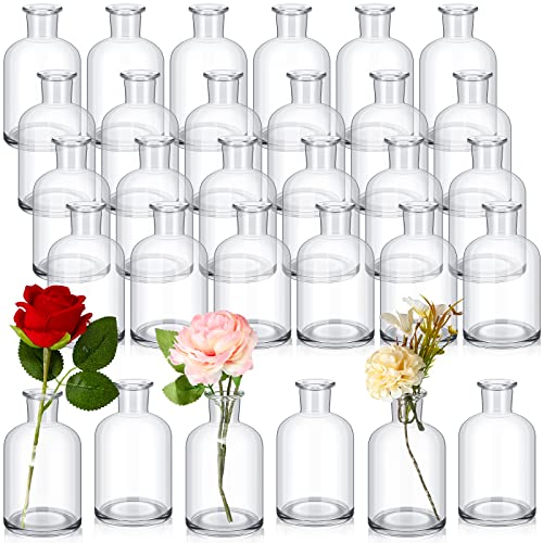 Lallisa 30 Pcs 4 Inches Small Glass Bud Vases Bulk Mini Flower Vases for Centerpieces Decorative Glass Bottles Vintage Rustic Decoration for Wedding Dining Table Home Decor