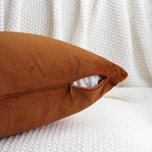 HWY 50 Burnt Orange Throw Pillow Covers Velvet 12x20 Inch Pack of 2