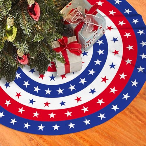 4th of July Decoratios for Tree Skirt Gnome Stars Patriotic America Memorial Day 36in Holiday Tree Skirt Decor for Party Indoor Home